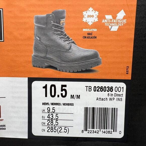 Timberland PRO 6IN Direct Attach Size Men's 10.5 Soft Toe WP/Insulated Work Boot - Picture 10 of 12